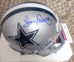 Autographed TONY DORSETT Dallas Cowboys Mini Helmet with JSA COA