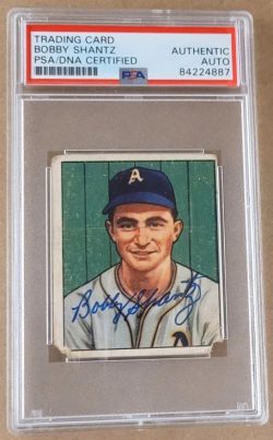 Autographed 1951 Bowman Bobby Shantz Philadelphia A's Rookie Card #234 PSA Slabbed
