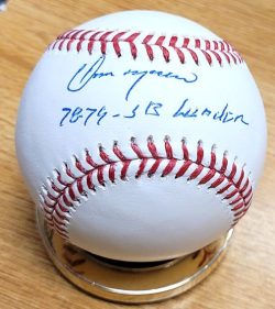 Autographed OMAR MORENO 78, 79 SB Leader  Official Major League Baseball