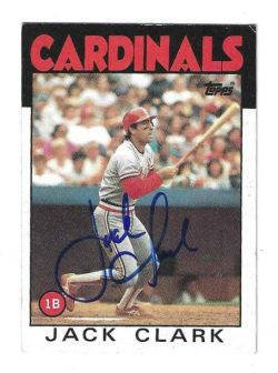 Autographed JACK CLARK St. Louis Cardinals 1986 Topps Card