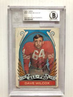 Autographed 1972 Topps Dave Wilcox San Fran 49ers card #282 BAS Beckett Slabbed