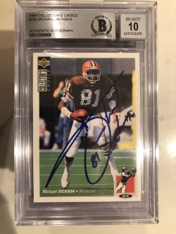 Autographed 1994 Upper Deck Michael Jackson Cleveland Browns #182 Beckett Slabbed