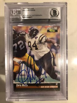 Autographed 1994 Pro Line Chris Mims SD Chargers Card #58 BAS Beckett Slabbed