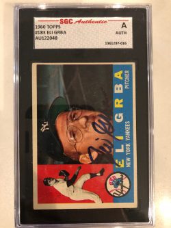 Autographed 1960 Topps Eli Grba New York Yankees Card #183 - SGC Slabbed