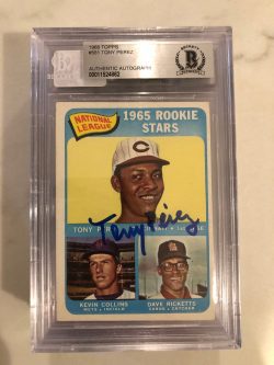 Autographed 1965 Topps Tony Perez Cincinnati Reds Rookie Card #581 BAS Beckett