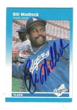 Autographed BILL MADLOCK Los Angeles Dodgers 1987 FLEER Mini Card