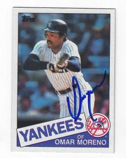 Autographed OMAR MORENO 1985 Topps Card