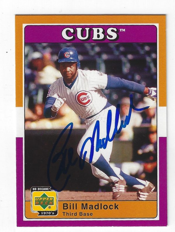 Autographed BILL MADLOCK 2001 Upper Deck the Decades 1970's Card