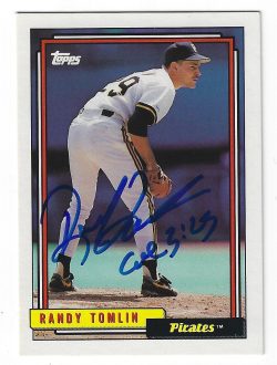 Autographed RANDY TOMLIN 1992 Topps Card