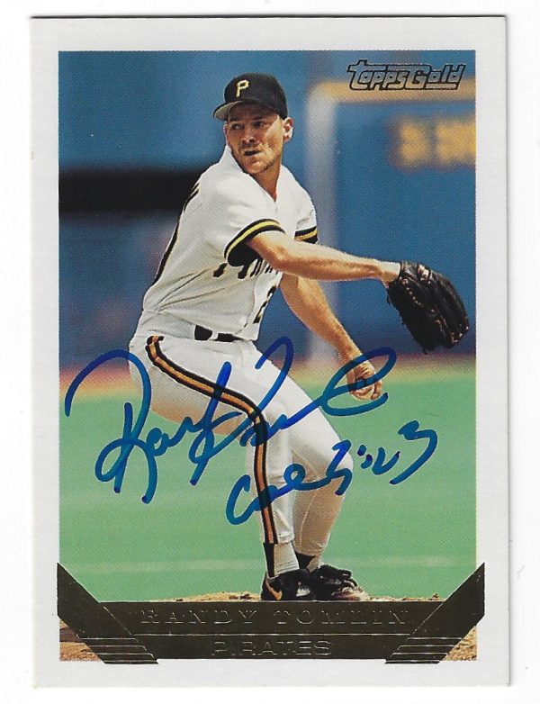 Autographed RANDY TOMLIN 1993 Topps Gold Card