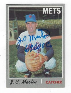 Autographed J.C. MARTIN New York Mets 1970 Topps Card
