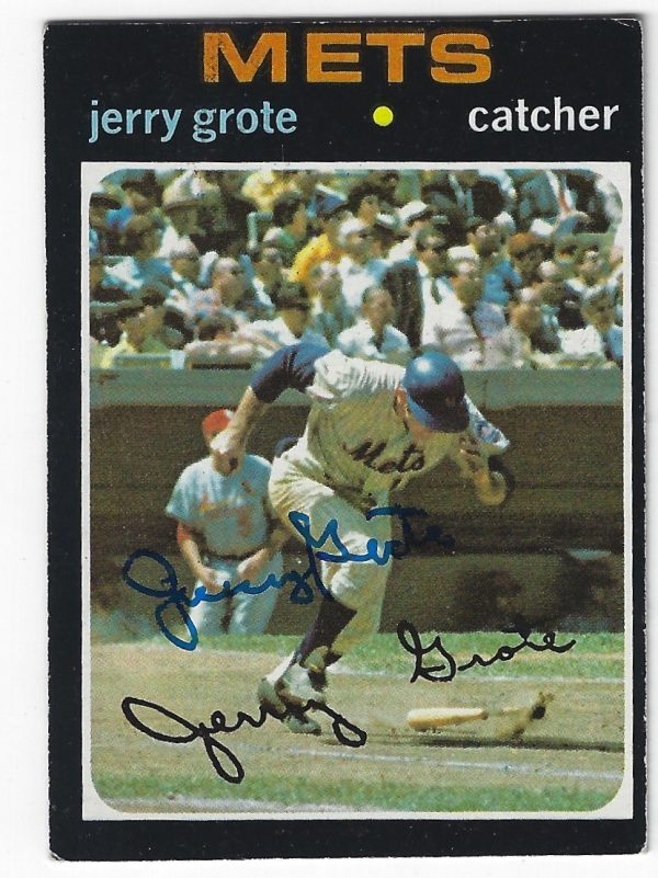 Autographed Jerry Grote 1971 Topps Autographed New York Mets Card #278