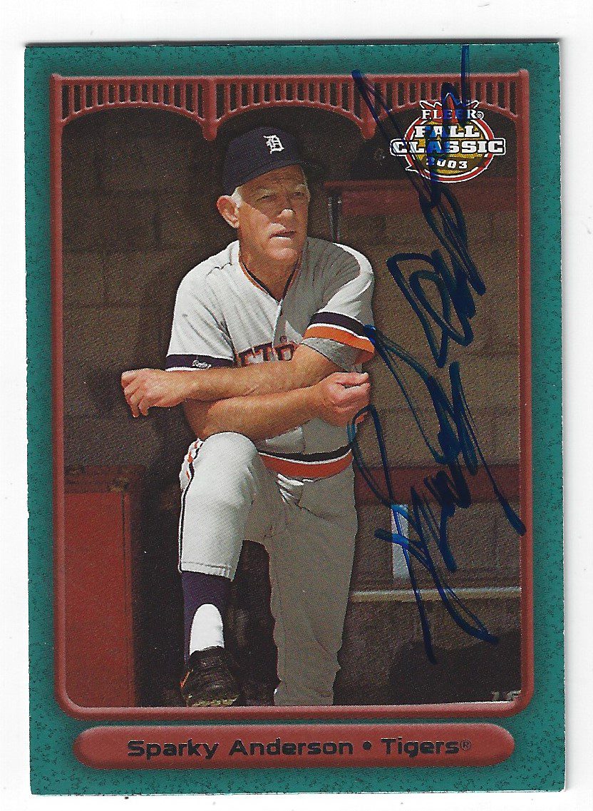Autographed SPARKY ANDERSON 2003 Fleer Fall Classic Card - Main Line  Autographs