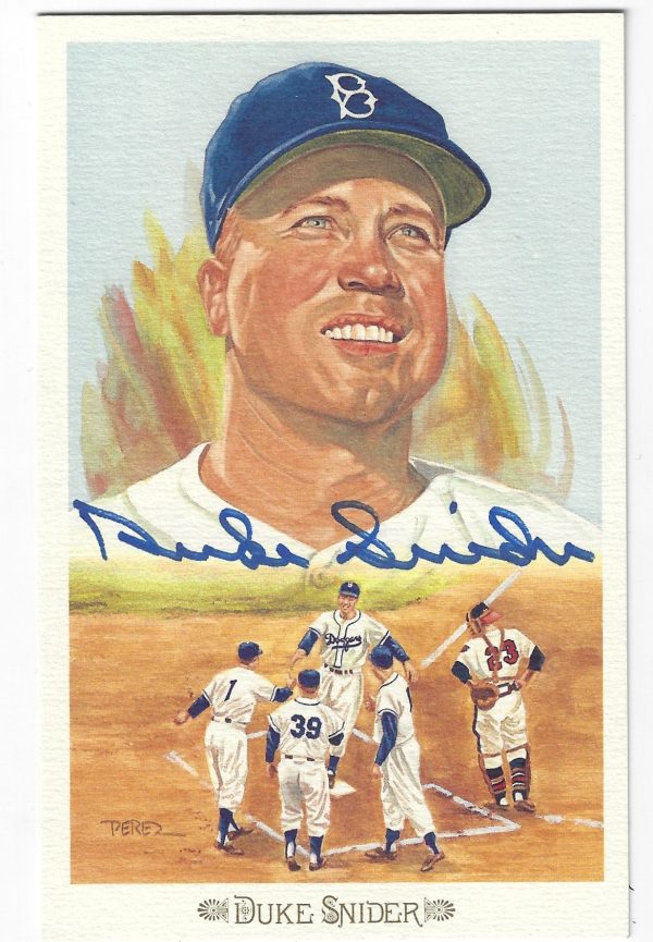 Autographed DUKE SNIDER Brooklyn Dodgers Celebration Perez-Steele Post Card