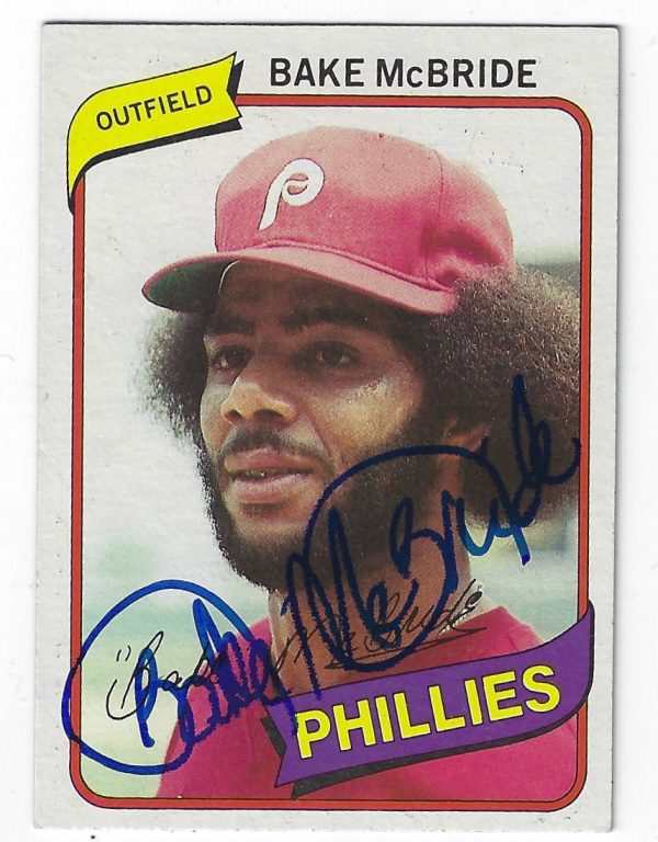 Autographed BAKE MCBRIDE 1980 Topps Card