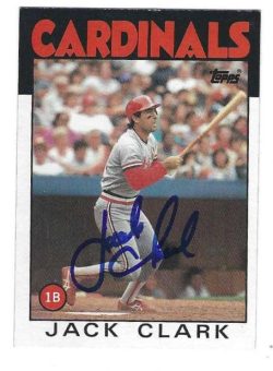 Autographed JACK CLARK St. Louis Cardinals 1986 Topps Card