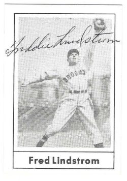 Autographed FREDDIE LINDSTROM 1978 Grand Slam Card