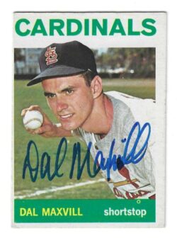Autographed DAL MAXVILL St. Louis Cardinals 1964 Topps Card