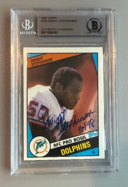 Autographed 1984 Topps Dwight Stephenson Dolphins Rookie Card #129 BAS Beckett Slabbed