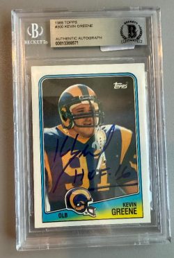 Autographed Kevin Greene 1988 Topps Rams  Rookie Card #300 Beckett Slabbed