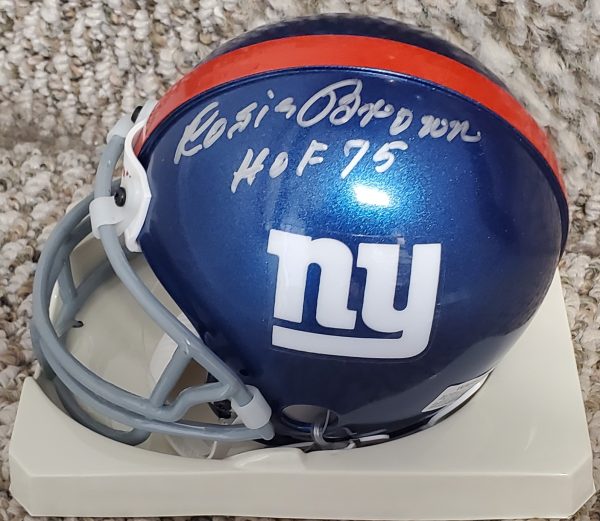 Autographed ROSIE BROWN "HOF 75" New York Giants Mini Helmet