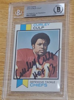 Autographed CURLEY CULP Kansas City Chiefs 1973 Topps Card #167 BAS Beckett Slabbed