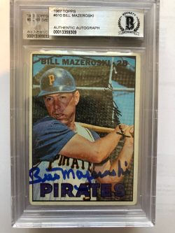 Autographed 1967 Topps Bill Mazeroski Pirates #510 Beckett BAS Slabbed