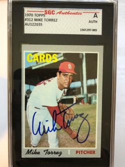 Autographed 1970 Topps Mike Torrez St. Louis Cardinals Card #312 SGC Slabbed