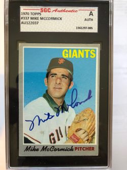Autographed 1970 Topps Mike McCormick SF Giants Card #337 SGC Slabbed