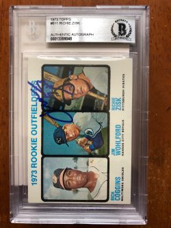 Autographed 1973 Topps Richie Zisk Pirates Rookie Card #611 Beckett Slabbed