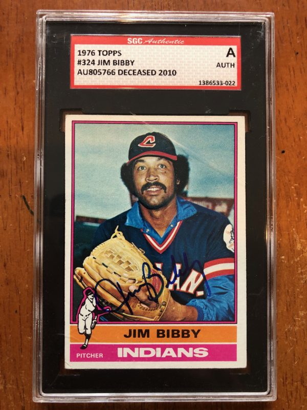 Autographed 1976 Topps Jim Bibby Cleveland Indians #324 SGC Slabbed