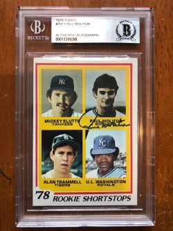 Autographed  Paul Molitor 1978 Topps Milwaukee Brewers Rookie Card #707 Beckett Slabbed