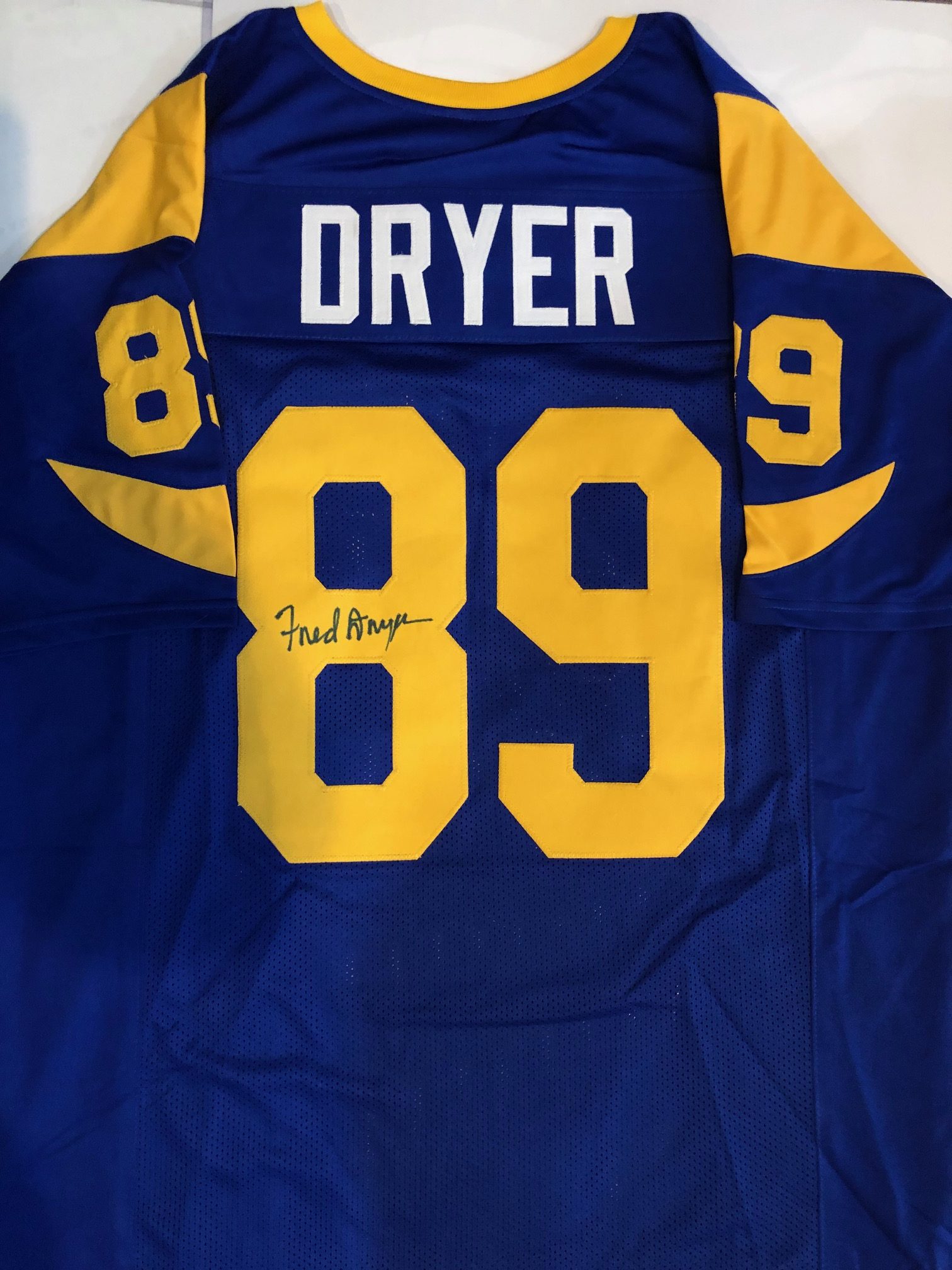 Autographed Fred Dryer Los Angeles Rams Custom Jersey with COA - Main ...