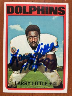 Autographed Larry Little Miami Dolphins 1972 Topps Rookie card #240