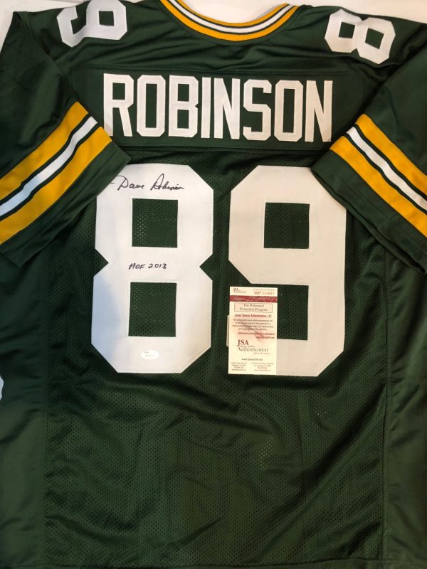 Autographed David Robinson Green Bay Packers Custom Jersey - with JSA COA