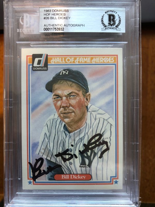 Autographed Bill Dickey New York Yankees 1983 Donruss Card #26 Beckett Slabbed