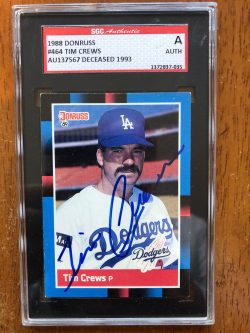 Autographed Tim Crews 1988 Donruss Dodgers Card #464 SGC Slabbed