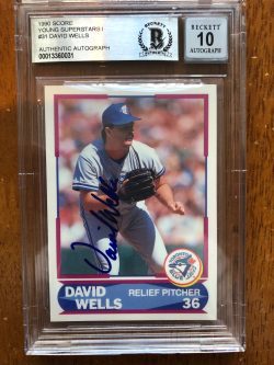 Autographed 1990 Score David Wells Blue Jays Card #31 BAS Beckett Slabbed