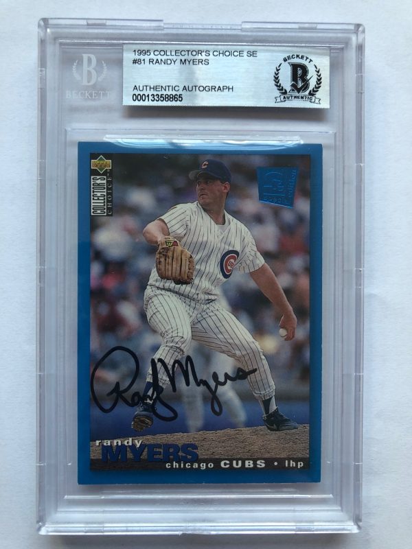 Autographed Randy Myers 1995 UD Collectors Choice SE card #81 Beckett Slabbed