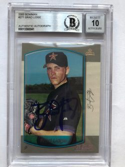 Autographed 2000 Bowman Brad Lidge Astros Rookie card #271 Becket Slabbed