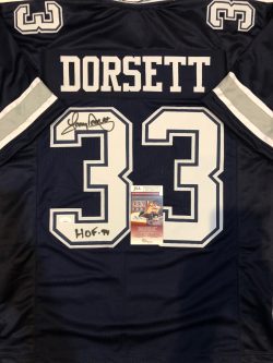 Autographed Tony Dorsett Dallas Cowboys Custom Jersey - with JSA Witness COA
