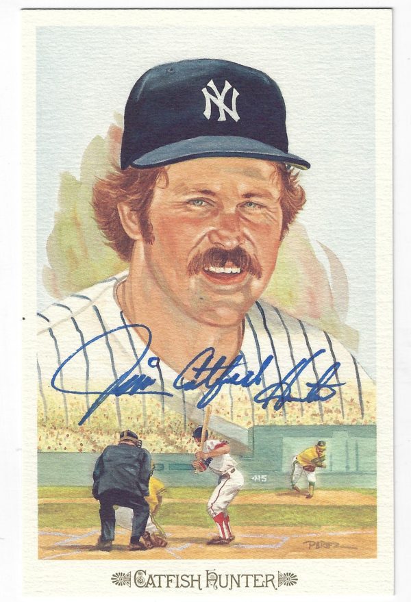 Autographed JIM CATFISH HUNTER New York Yankees Perez-Steele Celebration Postcard