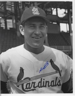 AUTOGRAPHED DEL ENNIS 8X10 St. Louis Cardinals photo