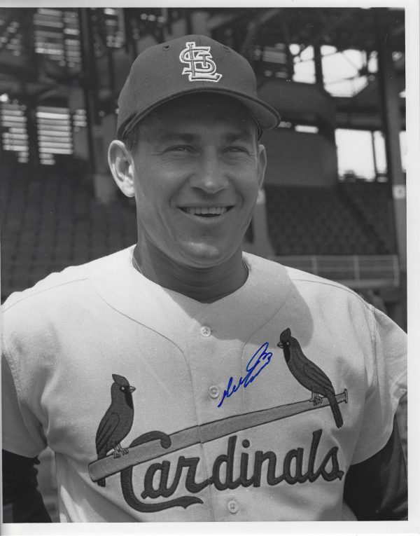 AUTOGRAPHED DEL ENNIS 8X10 St. Louis Cardinals photo