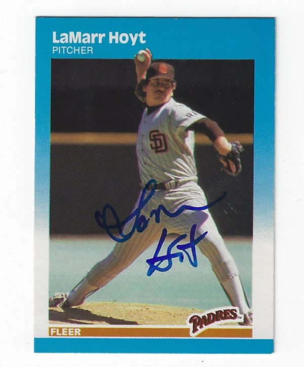Autographed LAMARR HOYT 1987 FLEER Card