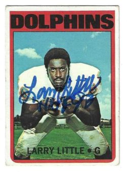 Autographed Larry Little Miami Dolphins 1972 Topps Rookie card #240