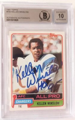 Autographed Kellen Winslow San Diego Chargers 1981 Topps Rookie card #150 Beckett Slabbed 10