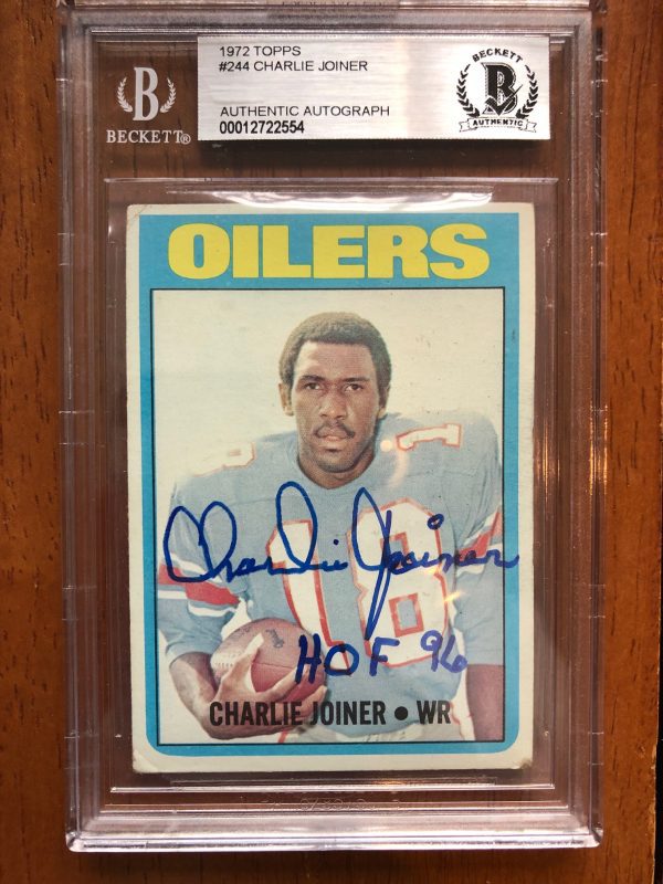 Autographed 1972 Topps Charlie Joiner Houston Oilers Rookie Card #244 BAS Beckett Slabbed