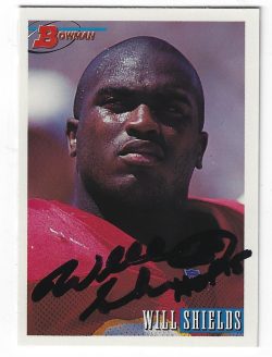 Autographed WILL SHIELDS Kansas City Chiefs 1993 Bowman Card