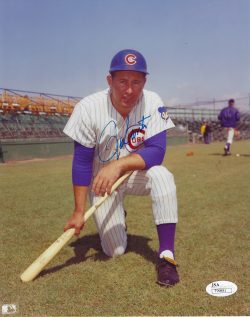 Autographed RON SANTO 8X10 CHICAGO CUBS photo JSA
